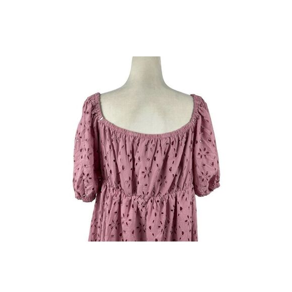 Eloquii Eyelet Tie Front Pink Tiered Maxi Dress Plus Size 16 100% Cotton XL - Picture 8 of 9